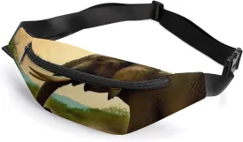 Africa Elephant Belt Bag with Adjustable Strap, Lightweight Travel Crossbody Bags, Hands-Free Mini Fanny Packs in Running Gym