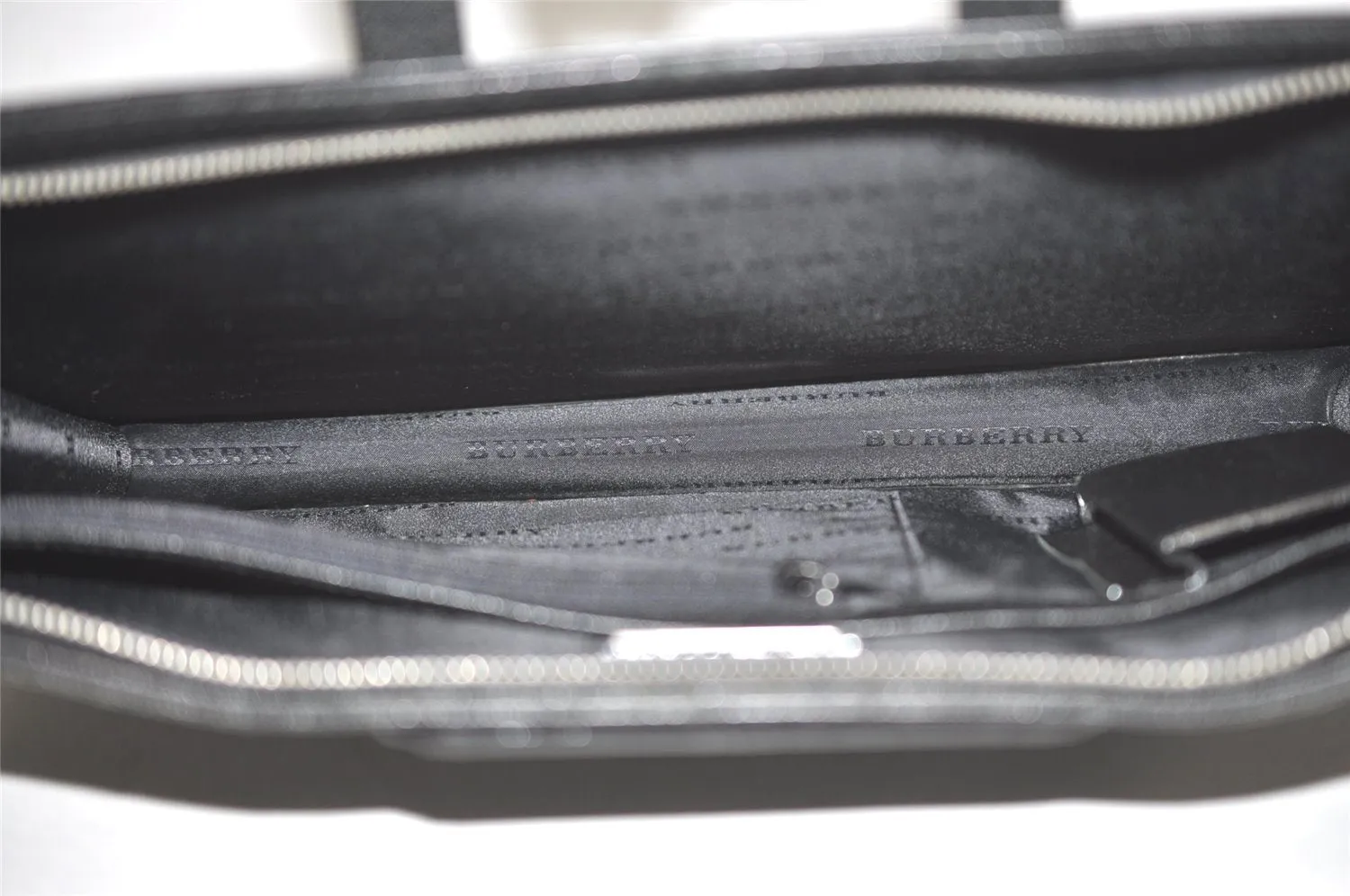 Authentic BURBERRY Vintage Leather Briefcase Business Bag Black 6848I