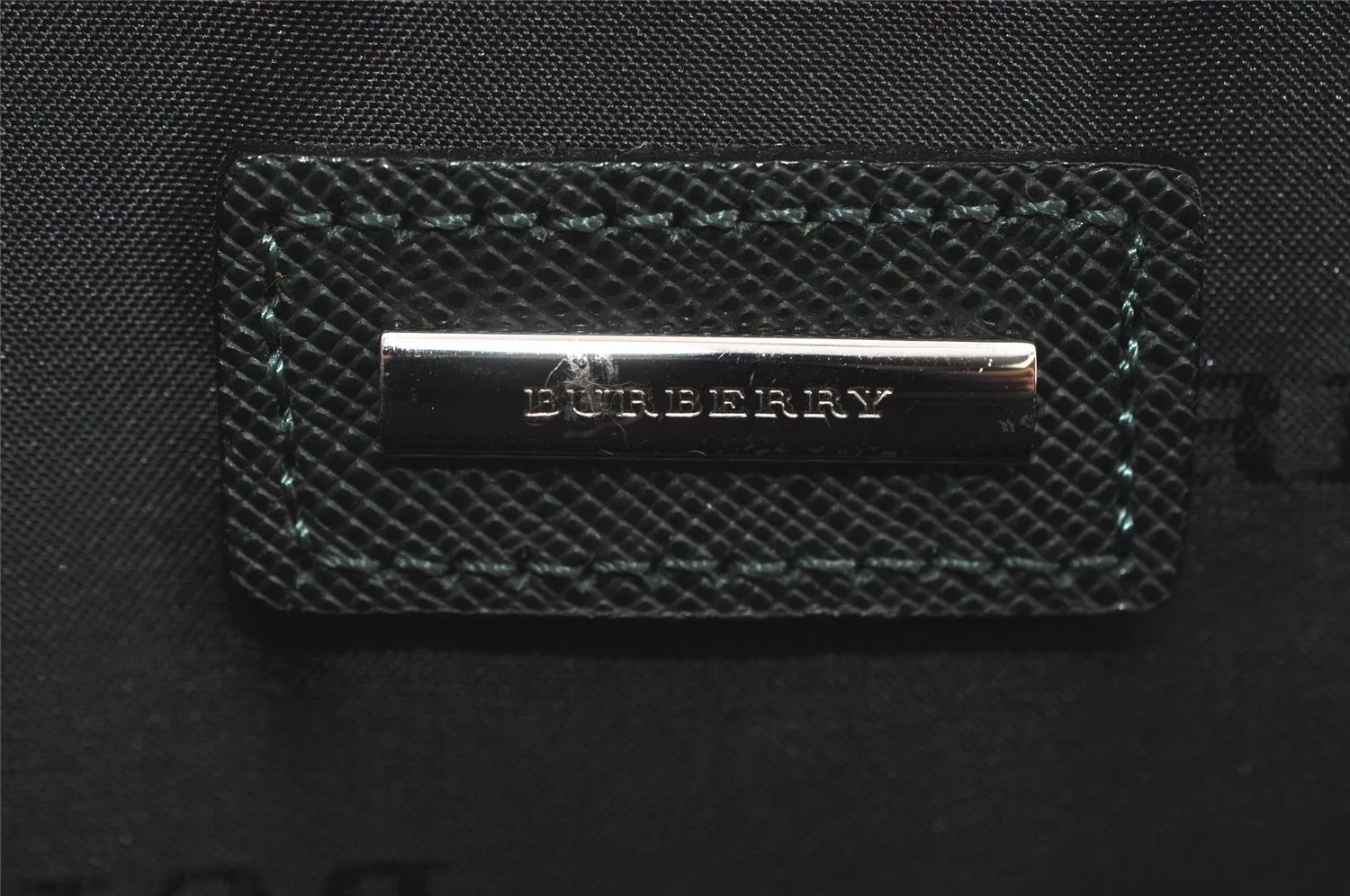 Authentic BURBERRY Vintage Leather Business Briefcase Hand Bag Green 0160I