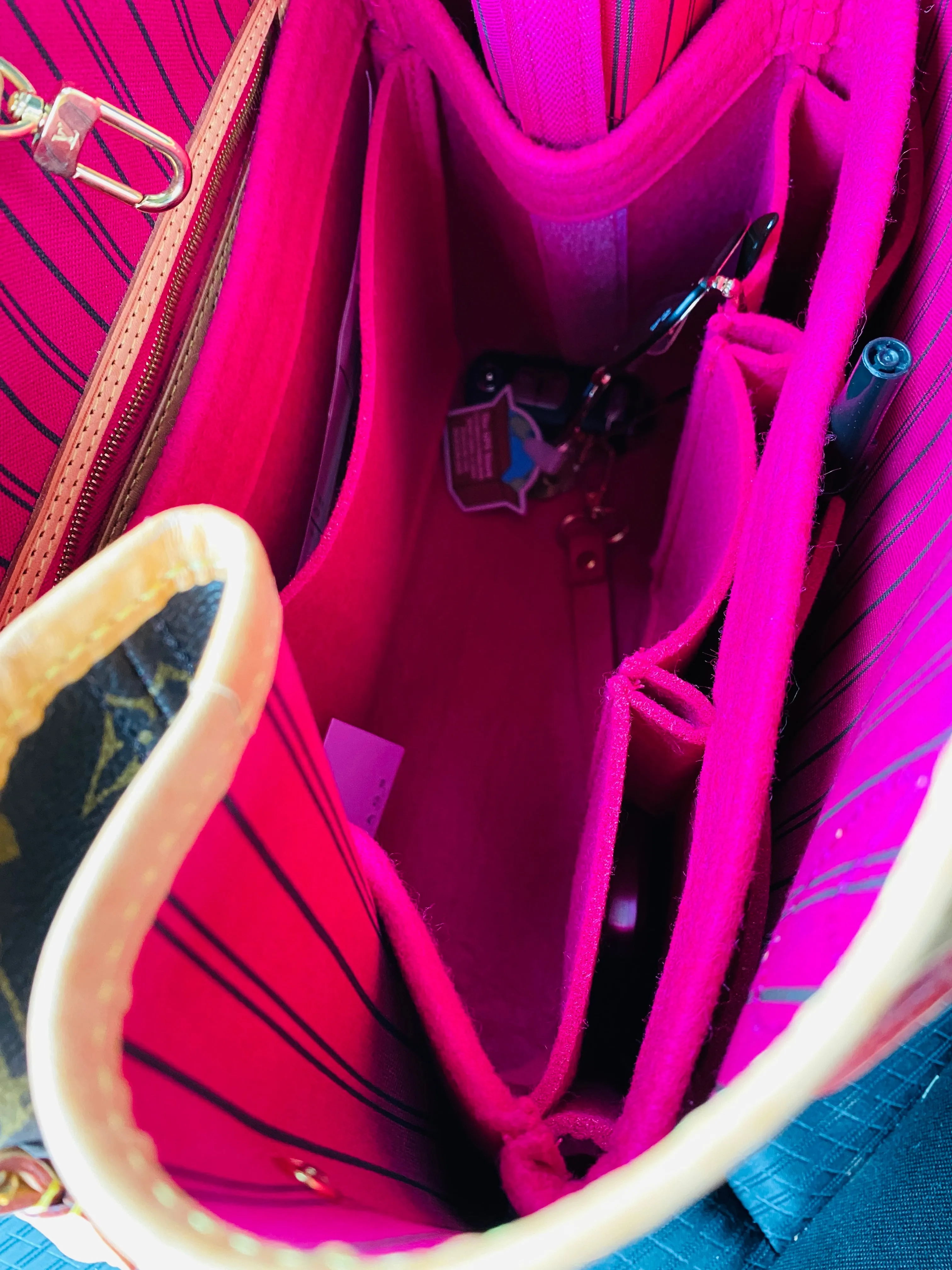 BACK IN! AlgorithmBags® LV Neverfull GM Purse Organizer, Pivoine Peony Fuchsia, for Louis Vuitton, 3mm Felt
