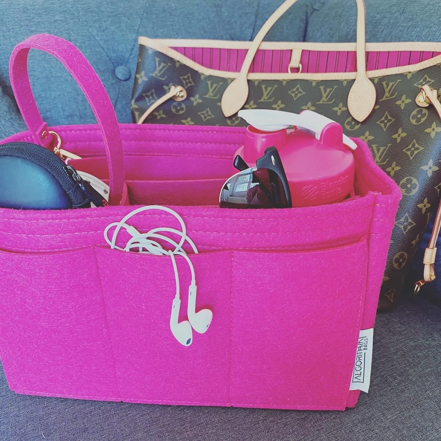 BACK IN! AlgorithmBags® LV Neverfull GM Purse Organizer, Pivoine Peony Fuchsia, for Louis Vuitton, 3mm Felt