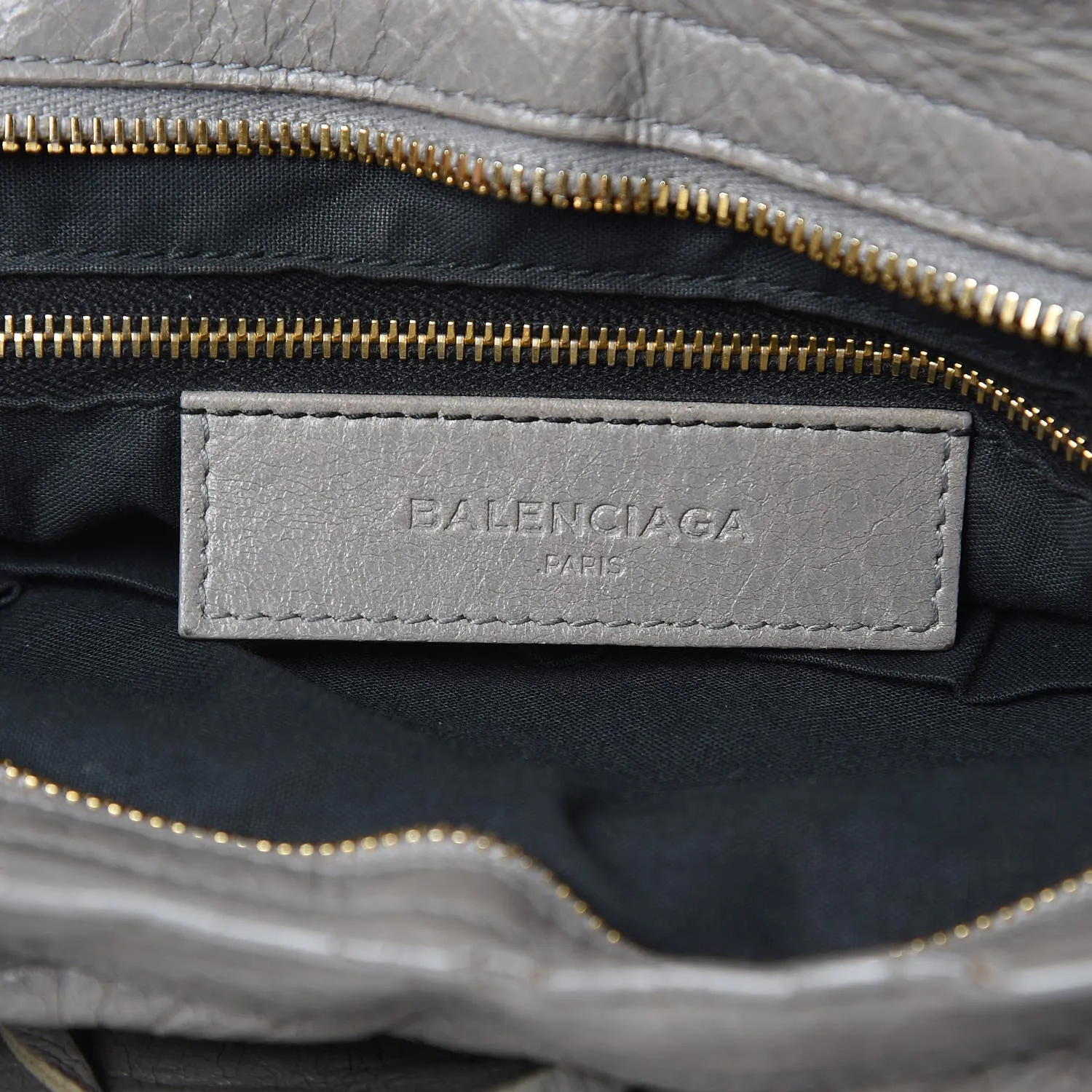 BALENCIAGA AGNEAU LAMBSKIN LEATHER GIANT 12 CITY TOWN GRIS PYRITE BAG