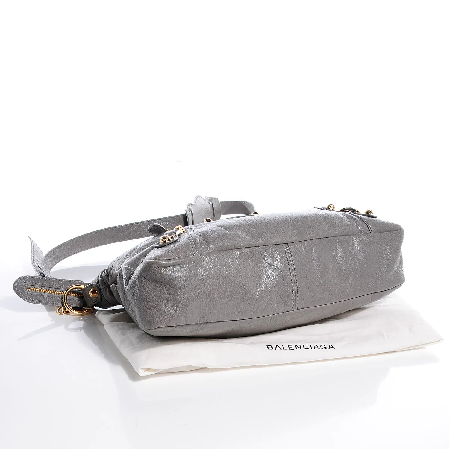 BALENCIAGA AGNEAU LAMBSKIN LEATHER GIANT 12 CITY TOWN GRIS PYRITE BAG