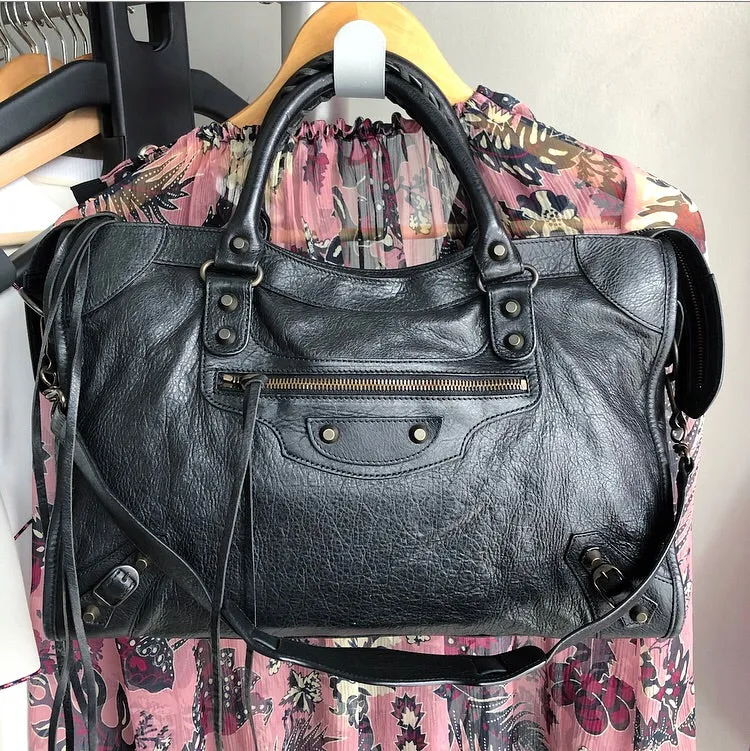 Balenciaga Black Classic Motocross City Bag
