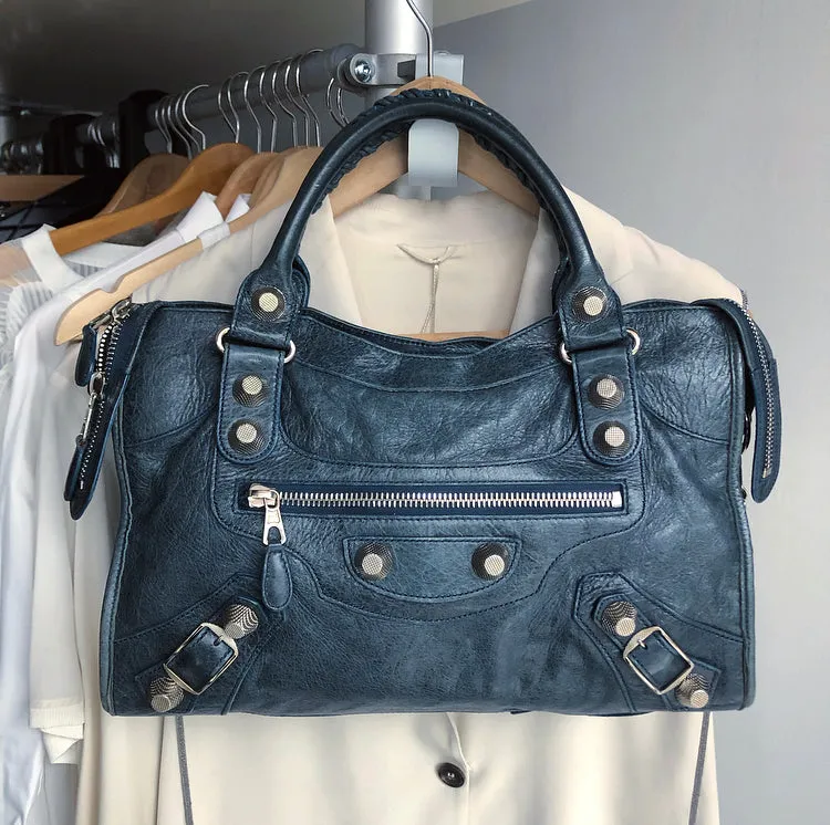 Balenciaga City Bag Denim Blue Giant 21 Silver Hardware