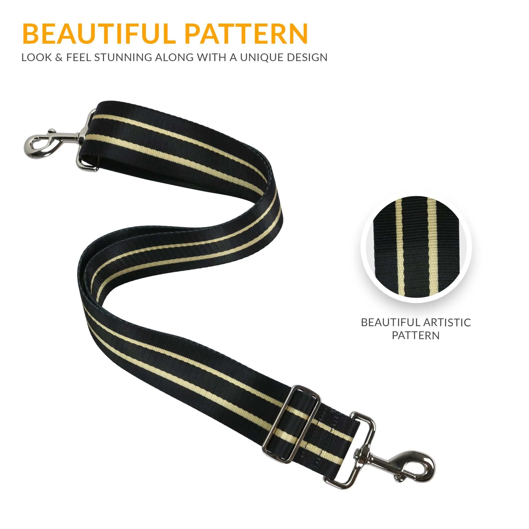 Black Gold Handbag Purse Strap