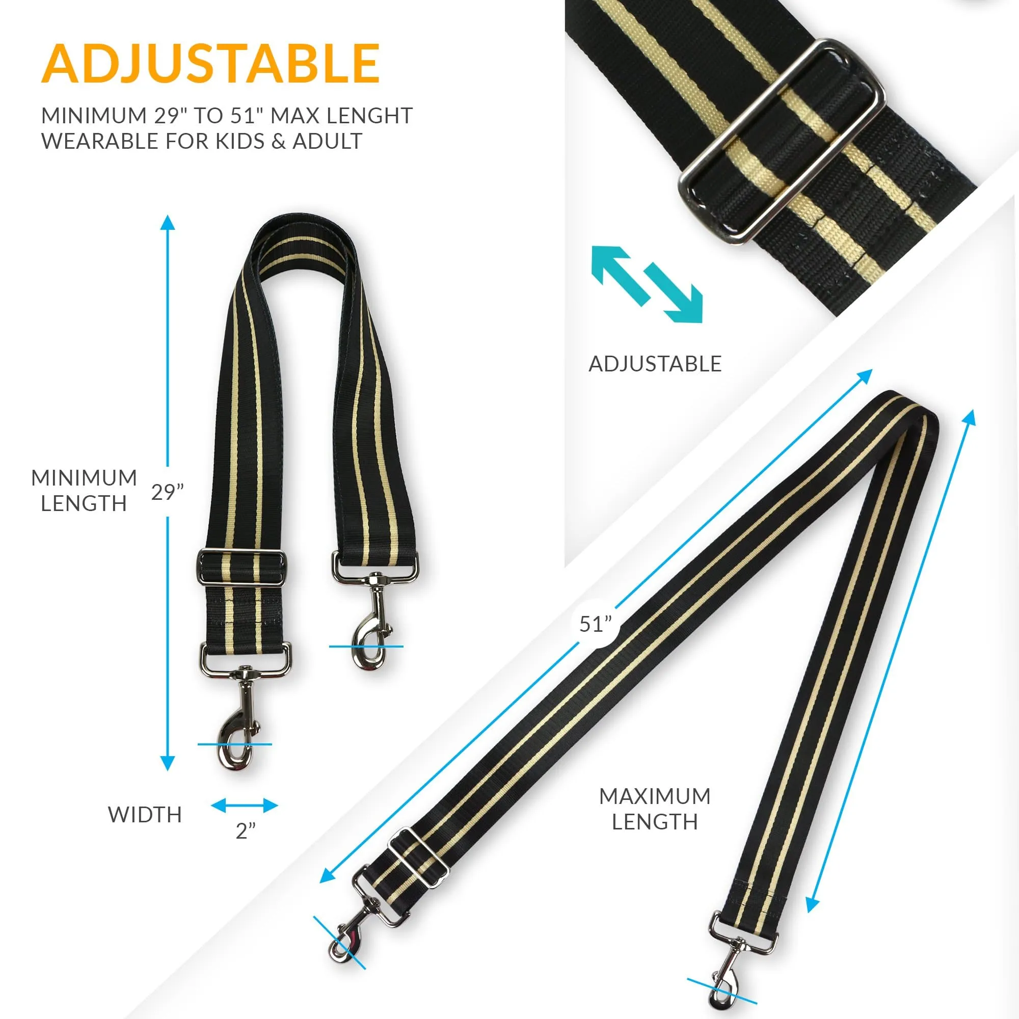 Black Gold Handbag Purse Strap