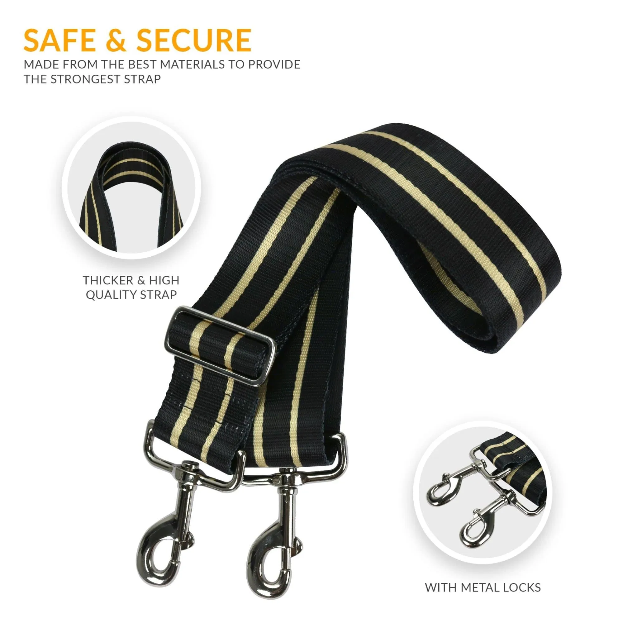 Black Gold Handbag Purse Strap