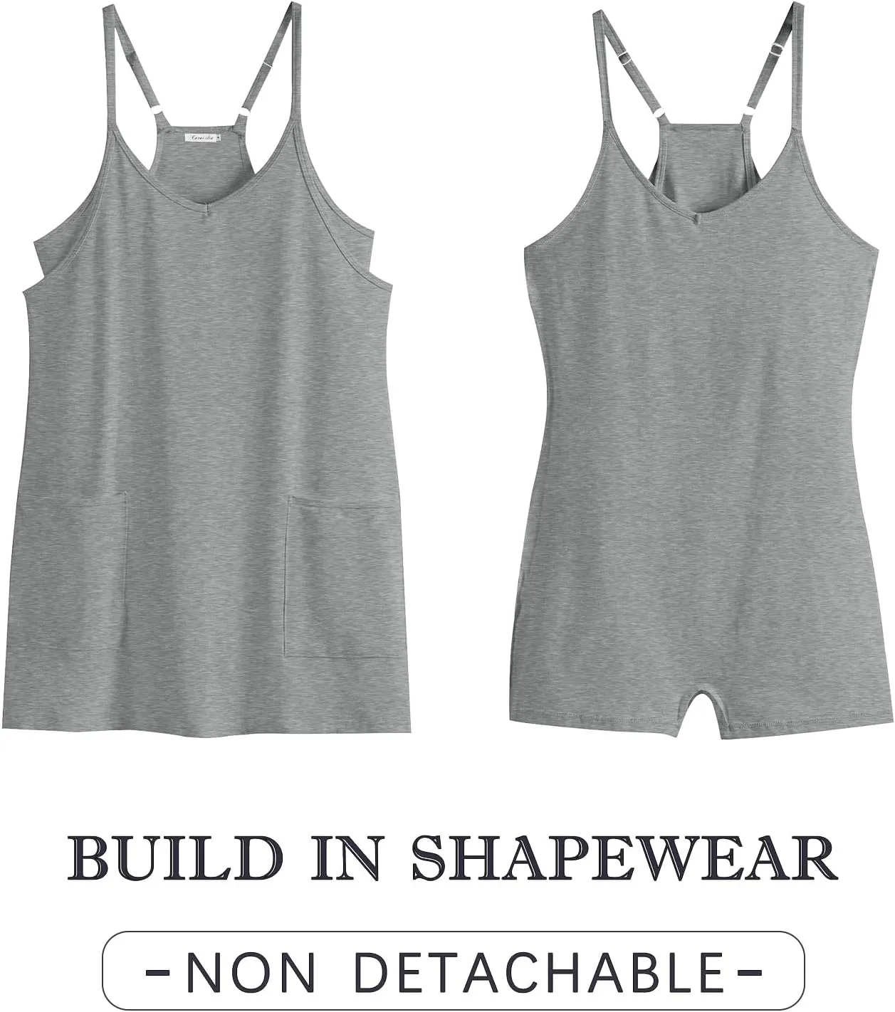 Caracilia Womens Summer Mini Dress 2025 Casual Sleeveless Built in Shapewear Sundress Trendy Short Tennis Athletic Outfits
