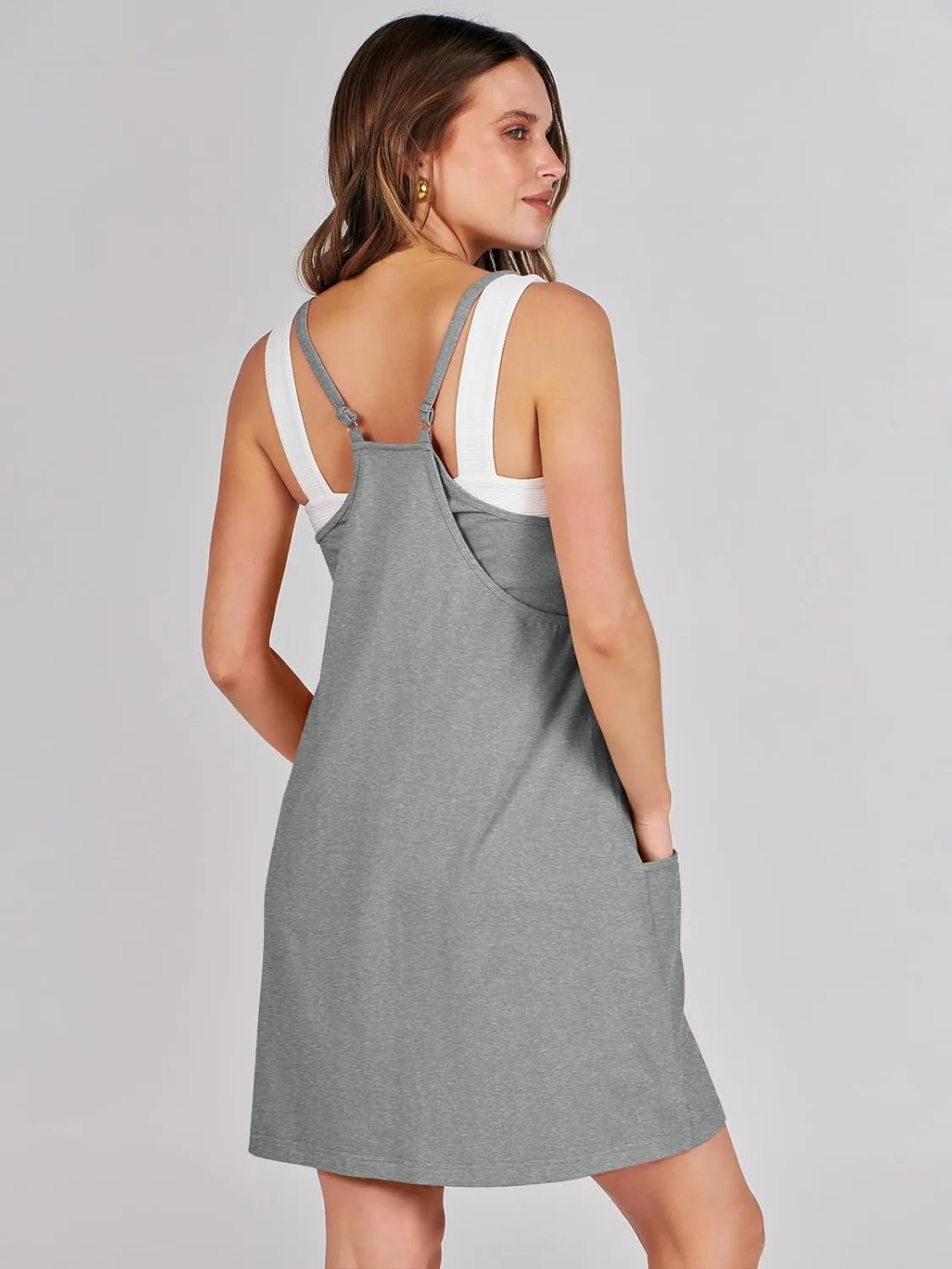 Caracilia Womens Summer Mini Dress 2025 Casual Sleeveless Built in Shapewear Sundress Trendy Short Tennis Athletic Outfits