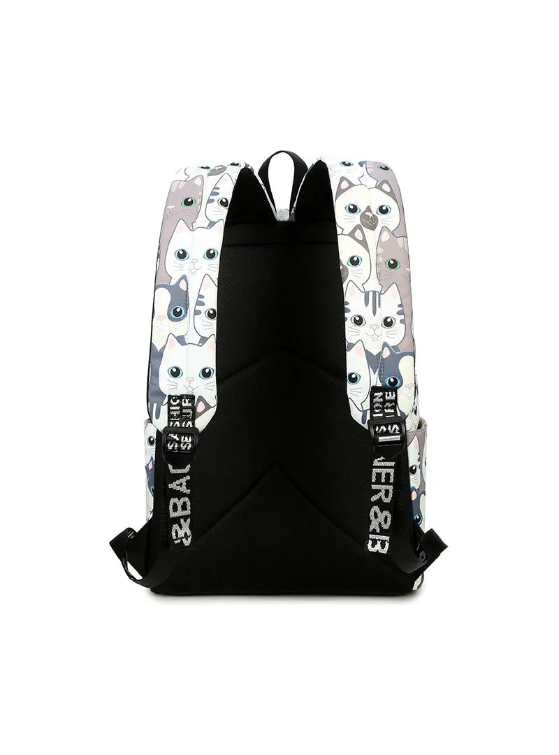 Cat Printing Backpack Women School Students
