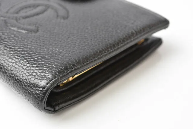 Chanel Caviar Skin Vintage Wallet Black