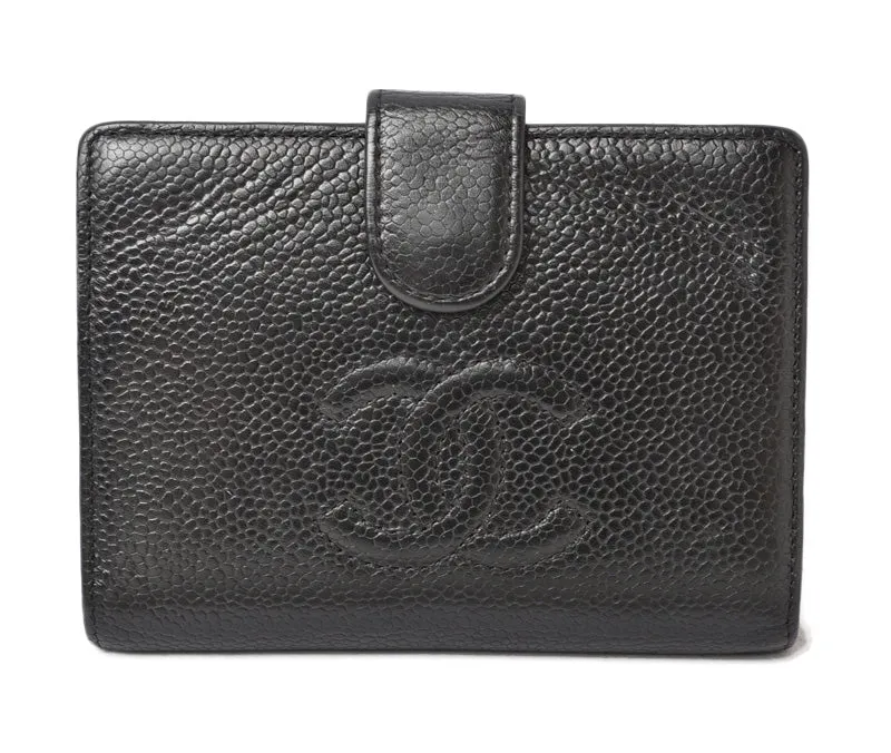 Chanel Caviar Skin Vintage Wallet Black