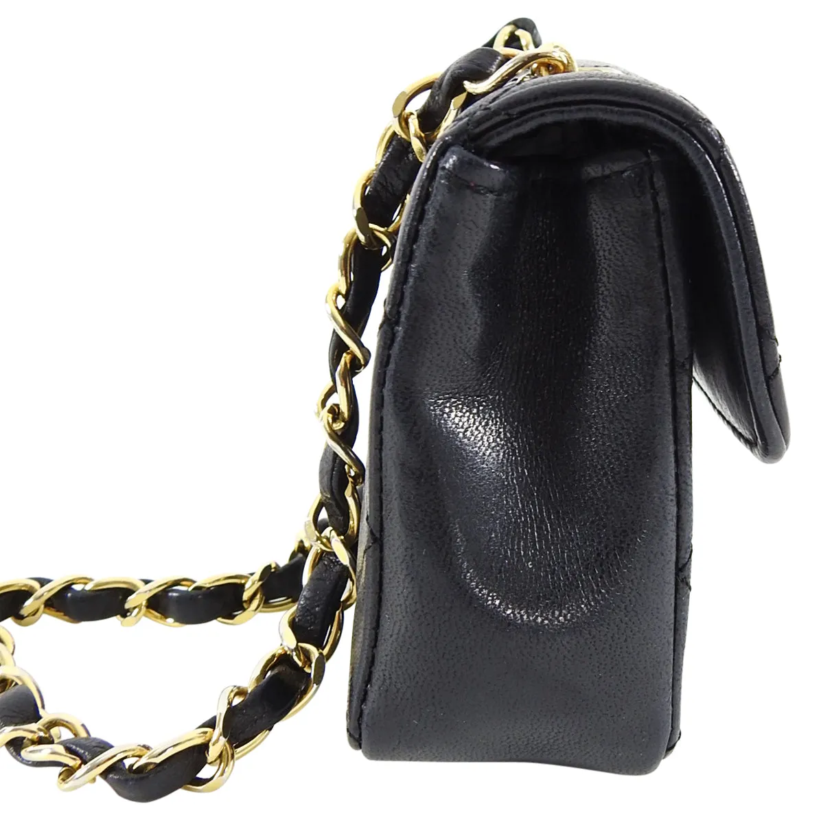 Chanel Vintage 1989 Black Lambskin Micro Mini Classic Flap Bag