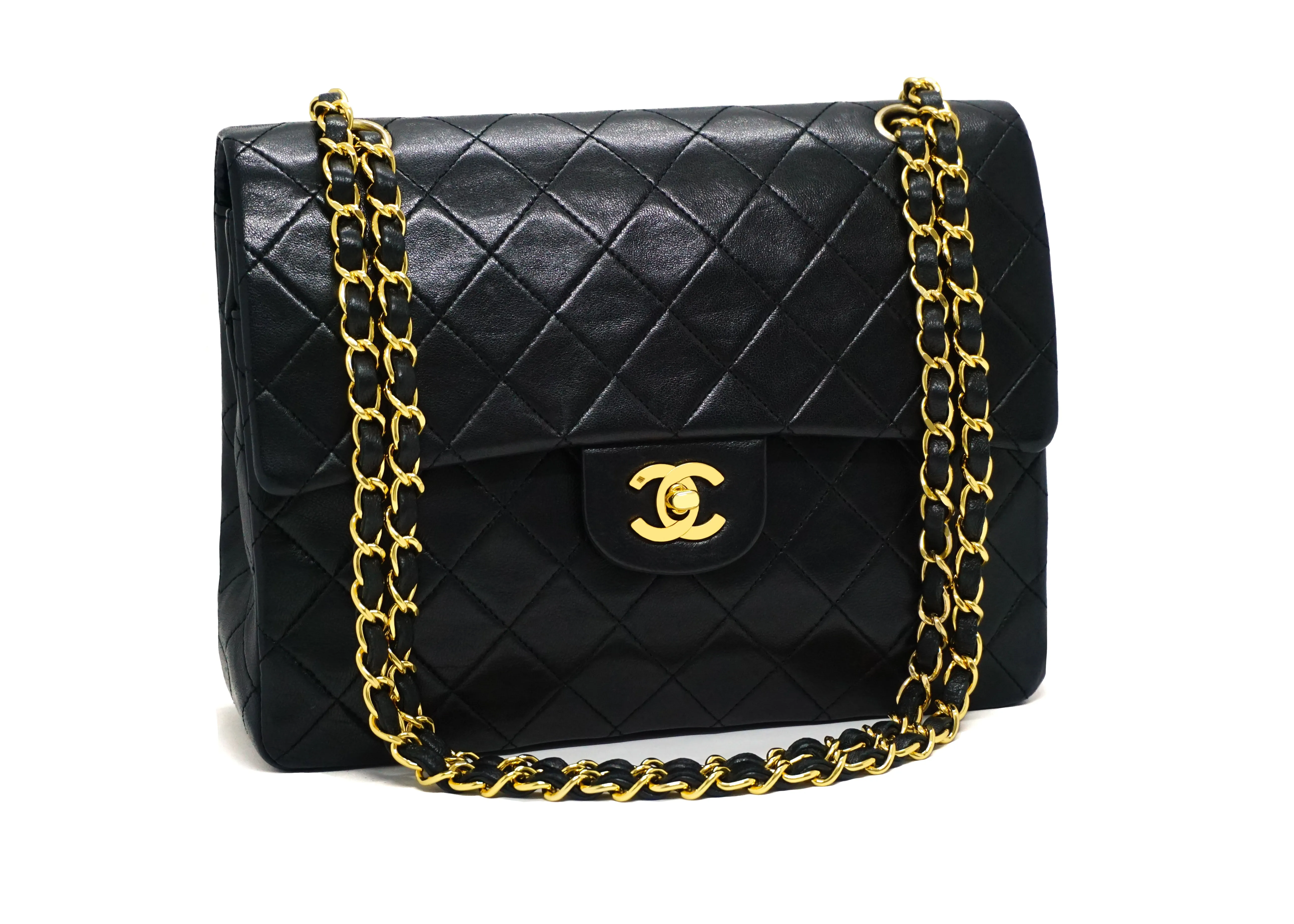 Chanel Vintage Black Lambskin Large Classic 2.55 Flap Bag