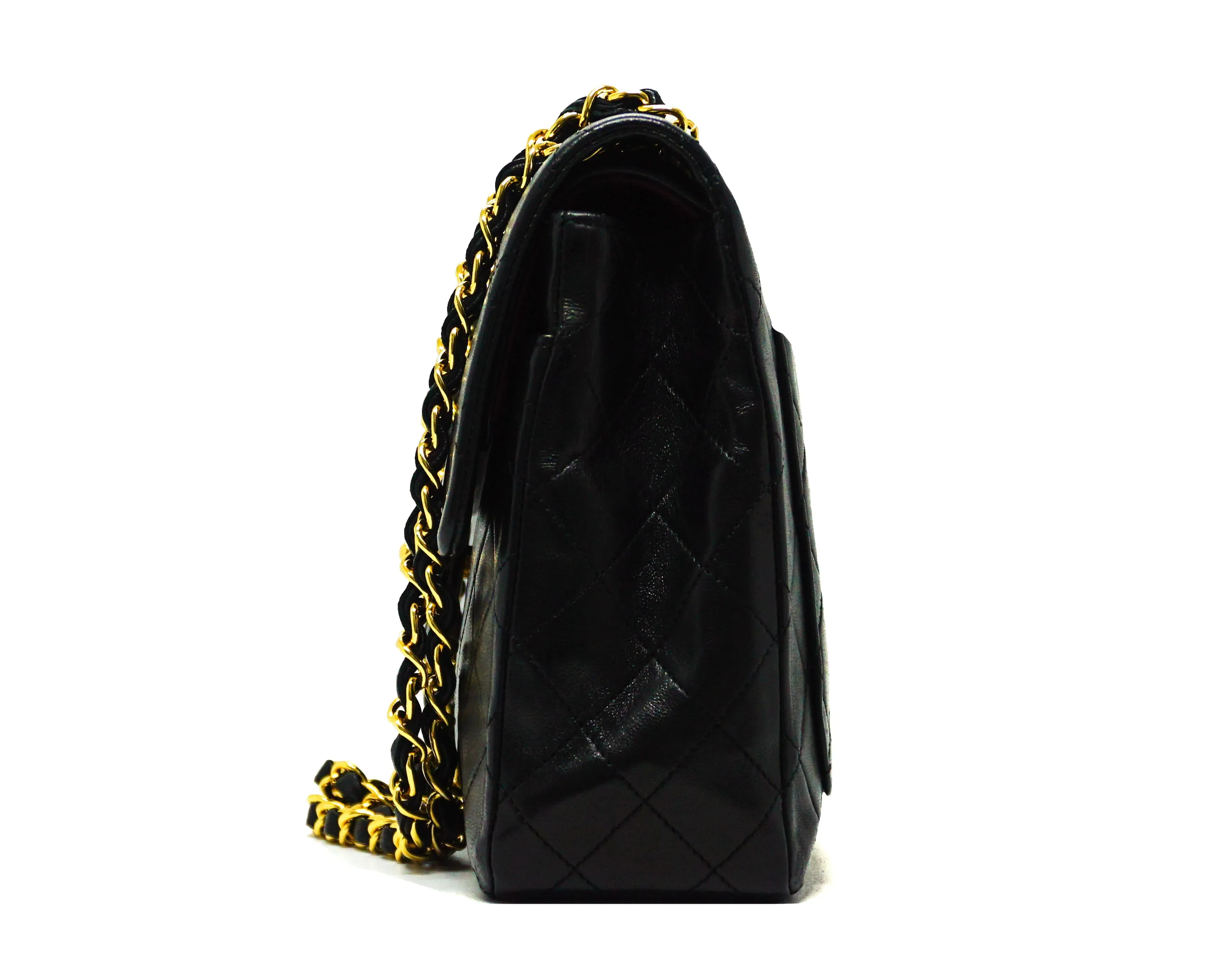 Chanel Vintage Black Lambskin Large Classic 2.55 Flap Bag
