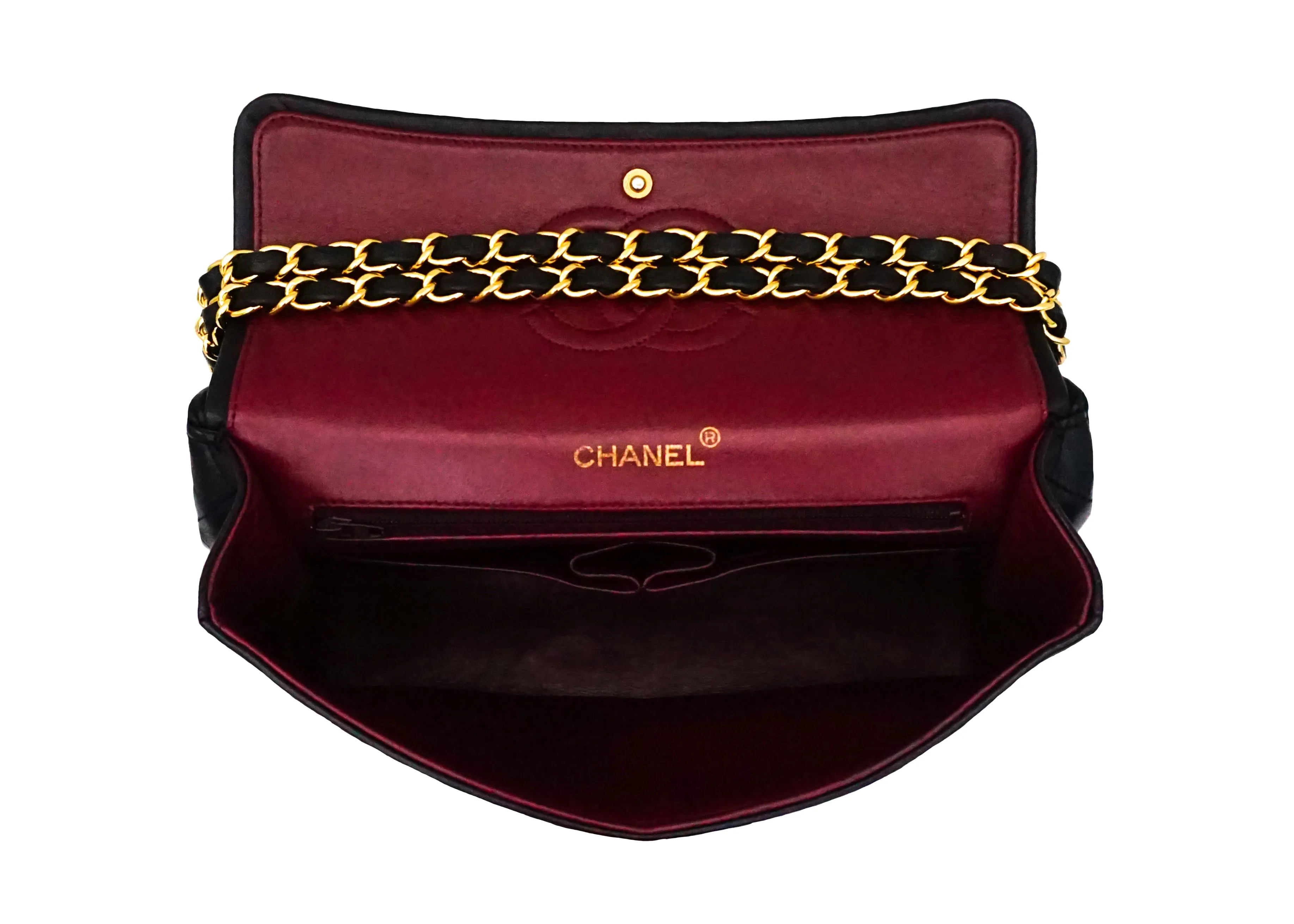 Chanel Vintage Black Lambskin Large Classic 2.55 Flap Bag