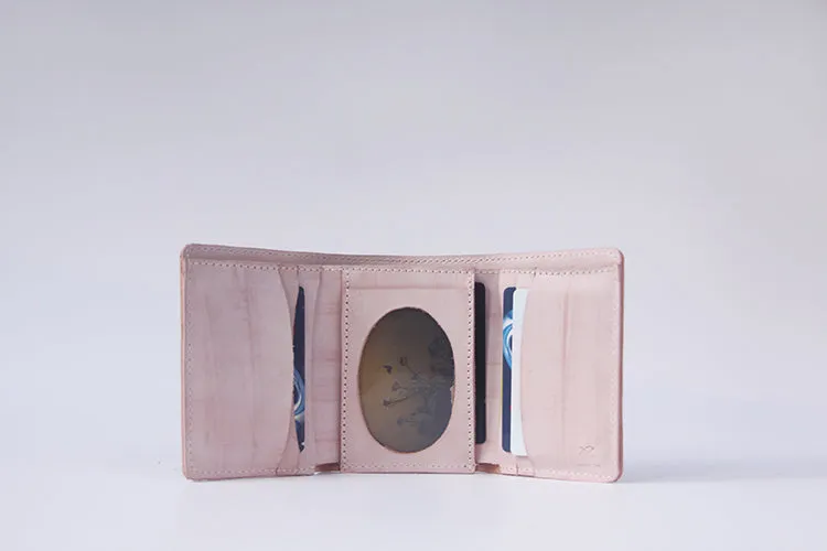 Cute Womens Pink Leather Wallet Purse Small Triple Wallets for Women