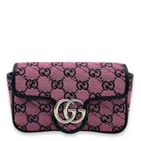 GG Marmont Super Mini Pink Crossbody Bag in Canvas, Silver hardware