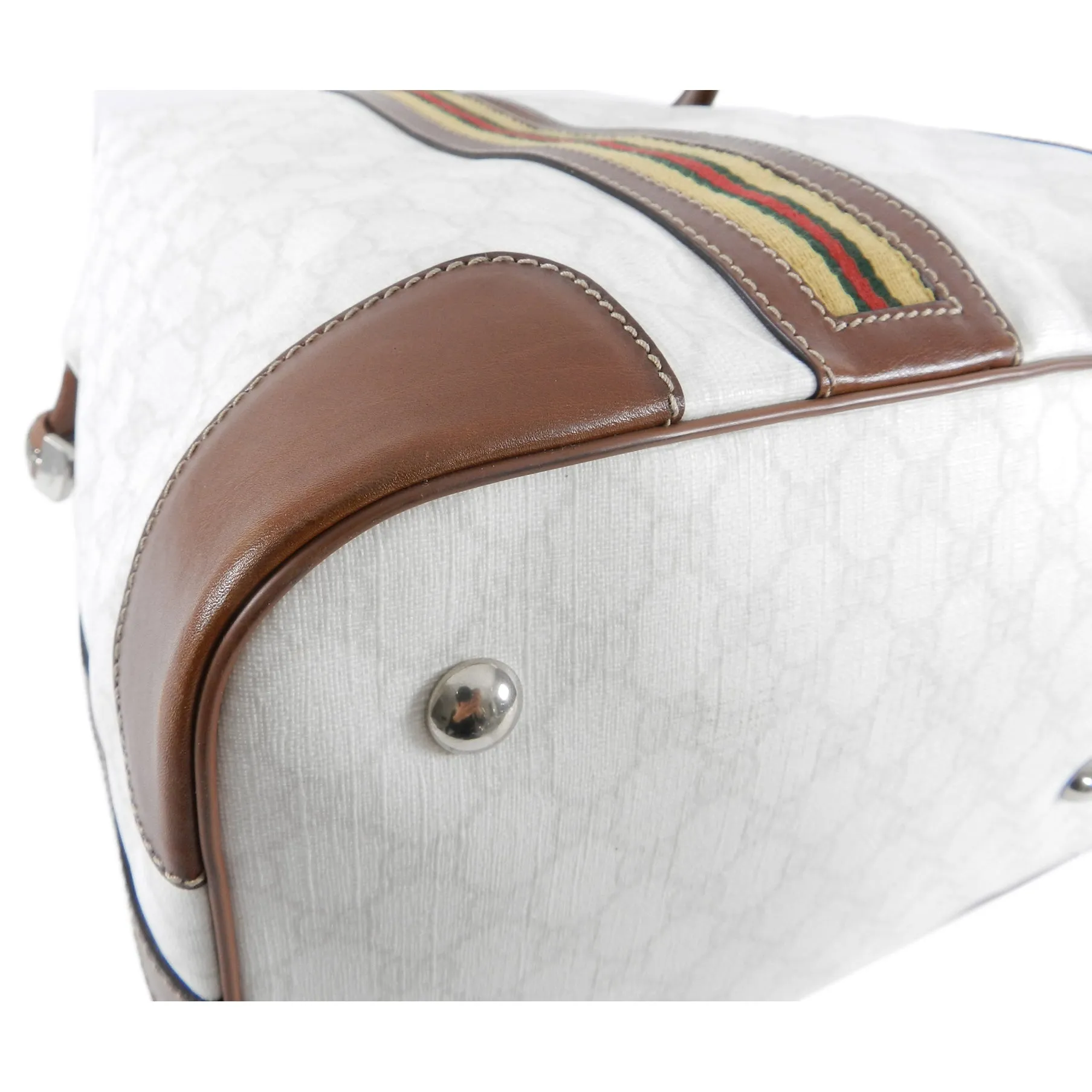 Gucci White Monogram Doctor Travel Overnight Luggage Bag