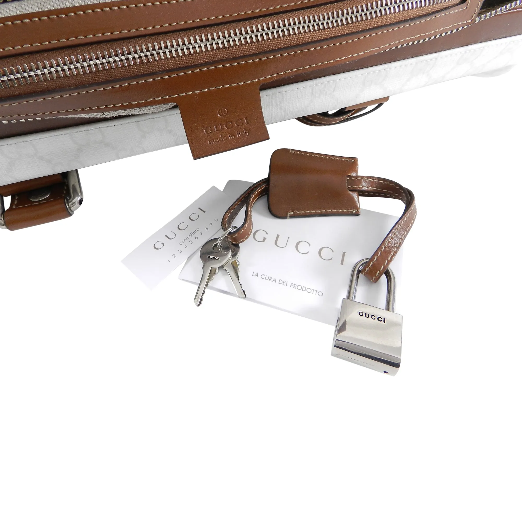 Gucci White Monogram Doctor Travel Overnight Luggage Bag