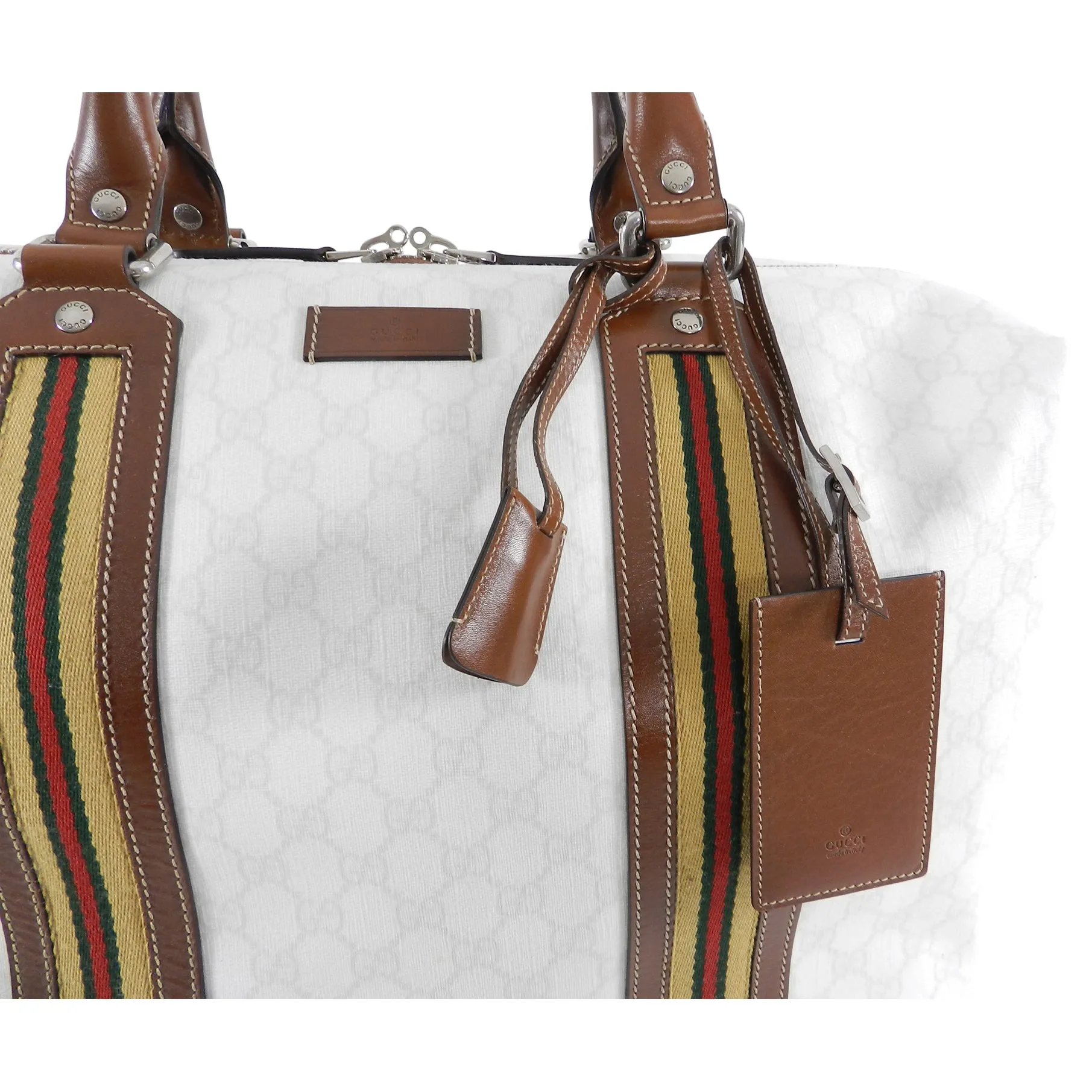 Gucci White Monogram Doctor Travel Overnight Luggage Bag
