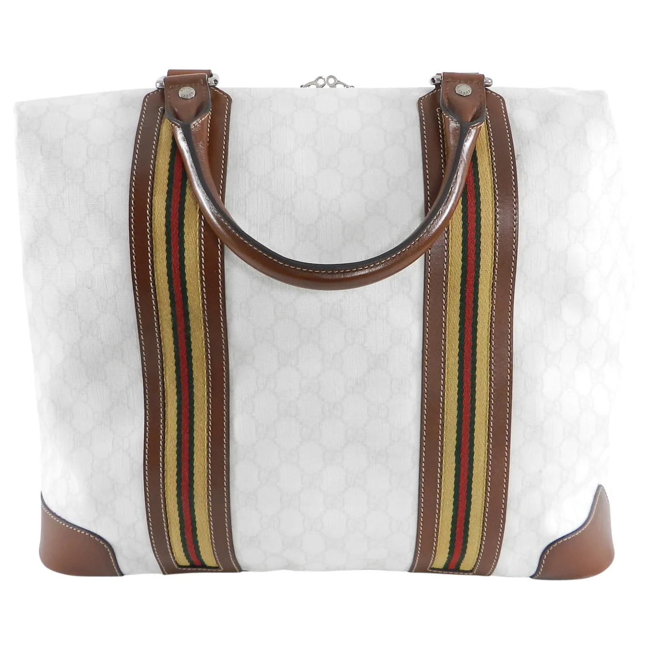 Gucci White Monogram Doctor Travel Overnight Luggage Bag