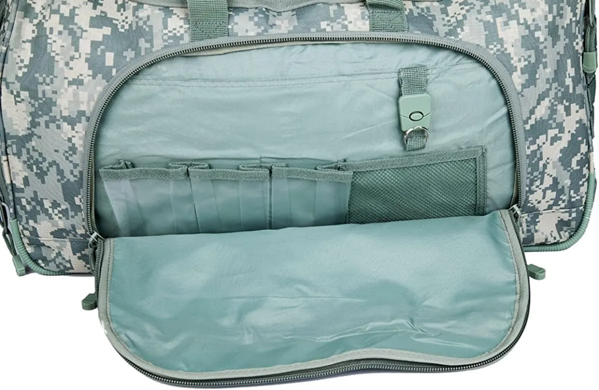 Gym Bag for Women & Men Tactical Duffle Military Weekender Work Out Lightweight Waterproof Sports Tote Shoe Pocket ACU