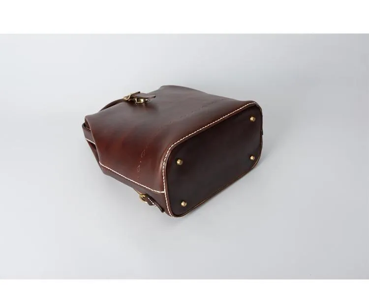 Handmade Womens Coffee Leather Doctor Backpack Purse Shoulder Doctor Handbag for Women