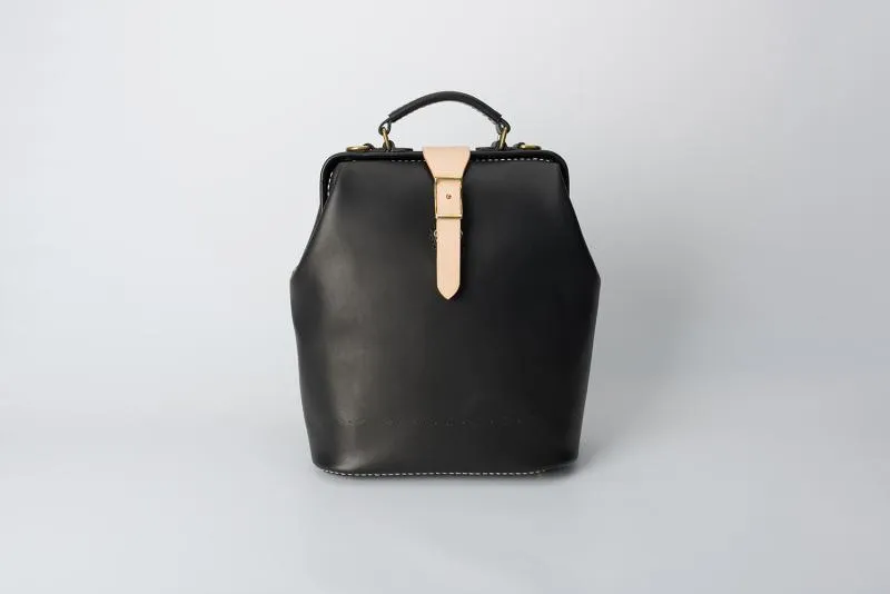 Handmade Womens Coffee Leather Doctor Backpack Purse Shoulder Doctor Handbag for Women