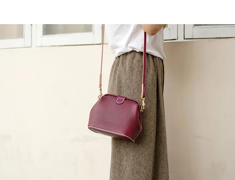 Handmade Womens Red Leather Small doctor Purse shoulder doctor bags for women