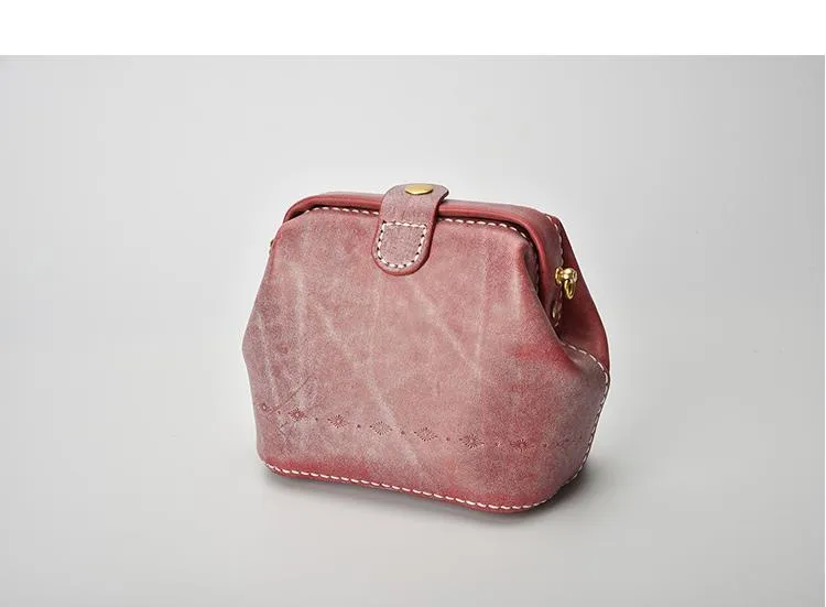 Handmade Womens Red Leather Small doctor Purse shoulder doctor bags for women
