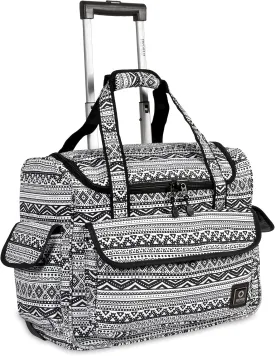 J World New York Donna Rolling Tote Bag on Wheels for Women. Roller Laptop Briefcase Work Weekender, Tribal