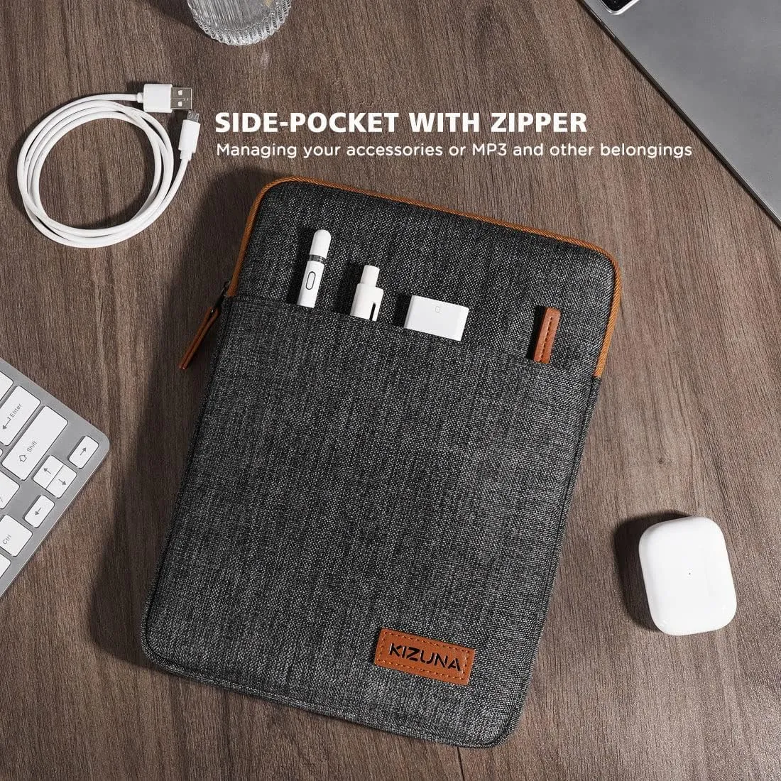 KIZUNA 8 Inch Tablet Sleeve Case Shockproof Water-Resistant Bag for 7.9" Tablet/iPad Mini 4 3 2/Samsung Galaxy Tab A/ 8" Pro/Tab 3 7.0 Lite/S2 8/E 8, LG Huawei M5/ASUS ZenPad Protective Bag - Brown