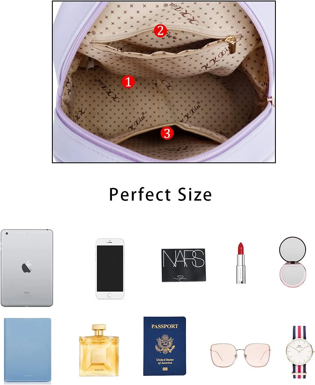 KKXIU Teen Girls Fashion 9"*11"Small Backpack Purse for Women and Ladies Quilted Synthetic Leather Mini Bookbag (a-purple)