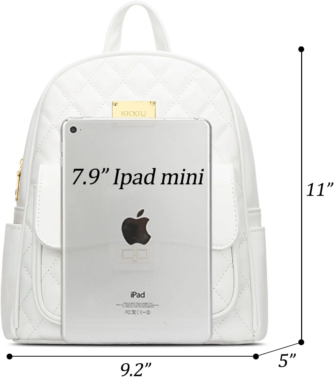 KKXIU Teen Girls Fashion 9"*11"Small Backpack Purse for Women and Ladies Quilted Synthetic Leather Mini Bookbag (a-white)