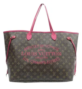 Louis Vuitton Neverfull GM Brown & Fuchsia Canvas Tote Bag