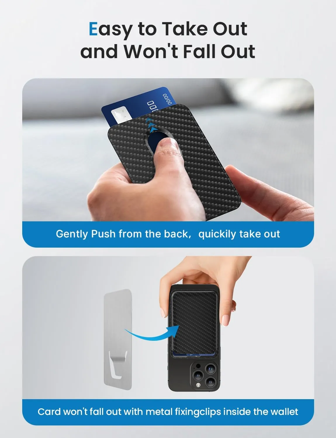 Magnetic Card Wallet Holder with MagSafe for iPhone 15 Pro Max/15 Pro/15 Plus/15,for iPhone 14 Pro Max/14 Plus/14 Pro/14, for iPhone 13 Pro Max/13 Pro/13/13 Mini, for iPhone 12/12 Pro/Max,Carbon Fiber