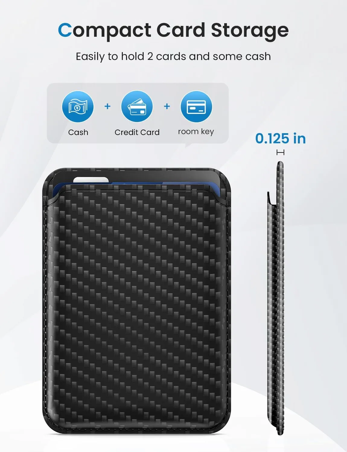 Magnetic Card Wallet Holder with MagSafe for iPhone 15 Pro Max/15 Pro/15 Plus/15,for iPhone 14 Pro Max/14 Plus/14 Pro/14, for iPhone 13 Pro Max/13 Pro/13/13 Mini, for iPhone 12/12 Pro/Max,Carbon Fiber