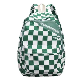Men Colorblock Plaid Nylon Backpack 1228