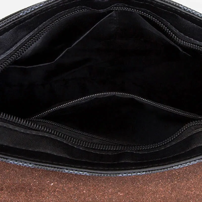 Men's Casual Business Check PU Adjustable Strap Leather Messenger Bag