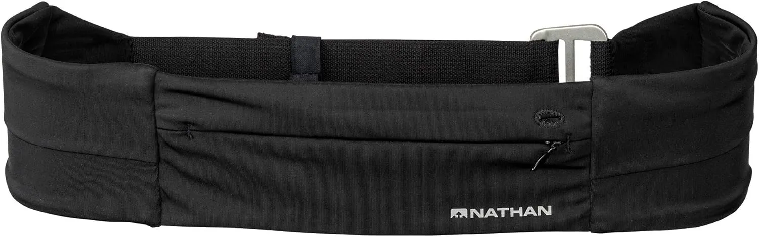 Nathan Zipster Fit Running Belt. Adjustable, Bounce Free Waist Pack. Pockets with Zippers. Runners Fanny Pack. Fits All iPhones, Android, Samsung etc. One-Size-Fits-All. for Men and Women