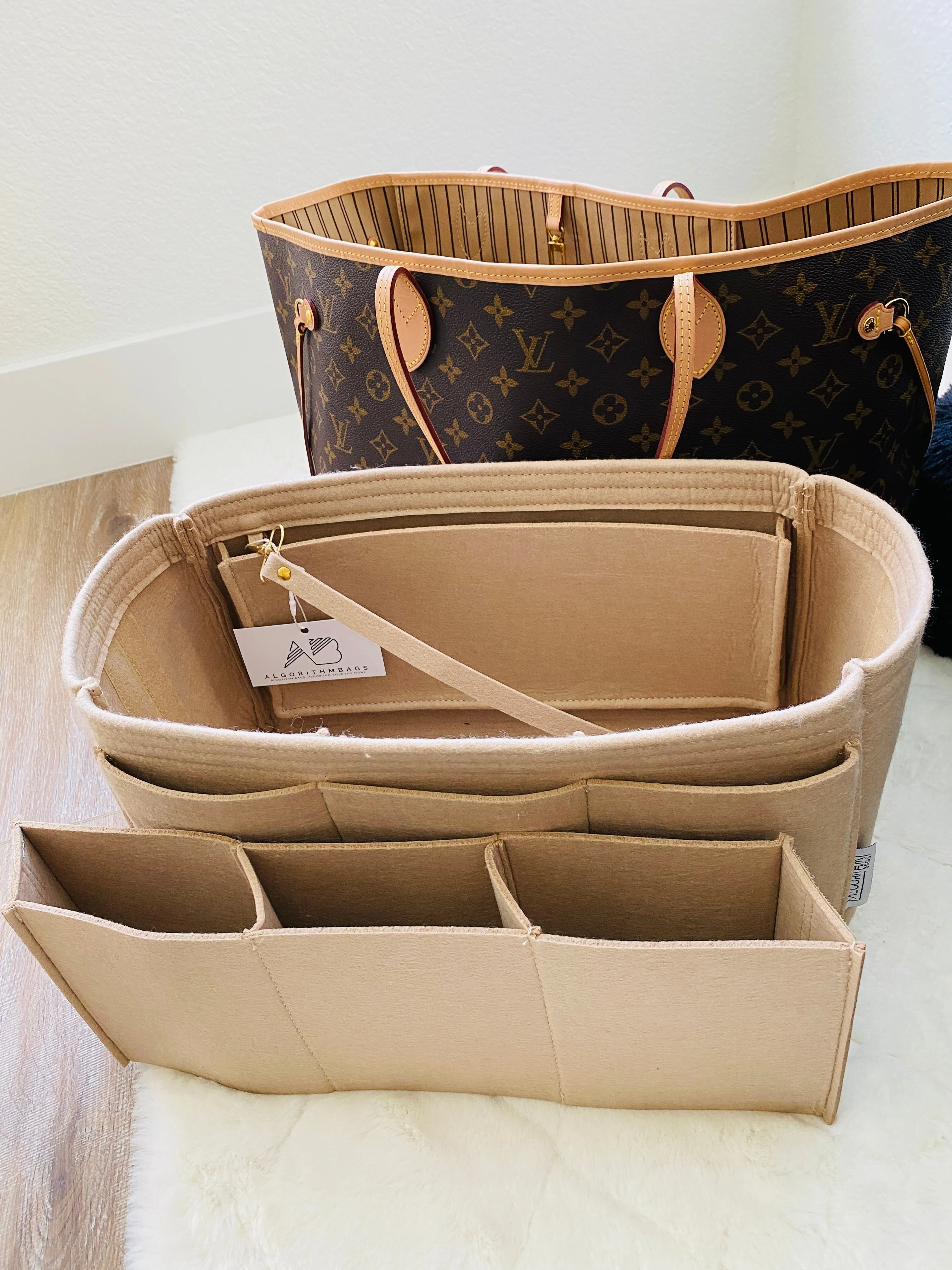 NEW! LV Neverfull NF GM MM Organizer Insert Liner Shaper Divider Protector Only @AlgorithmBags® for Louis Vuitton