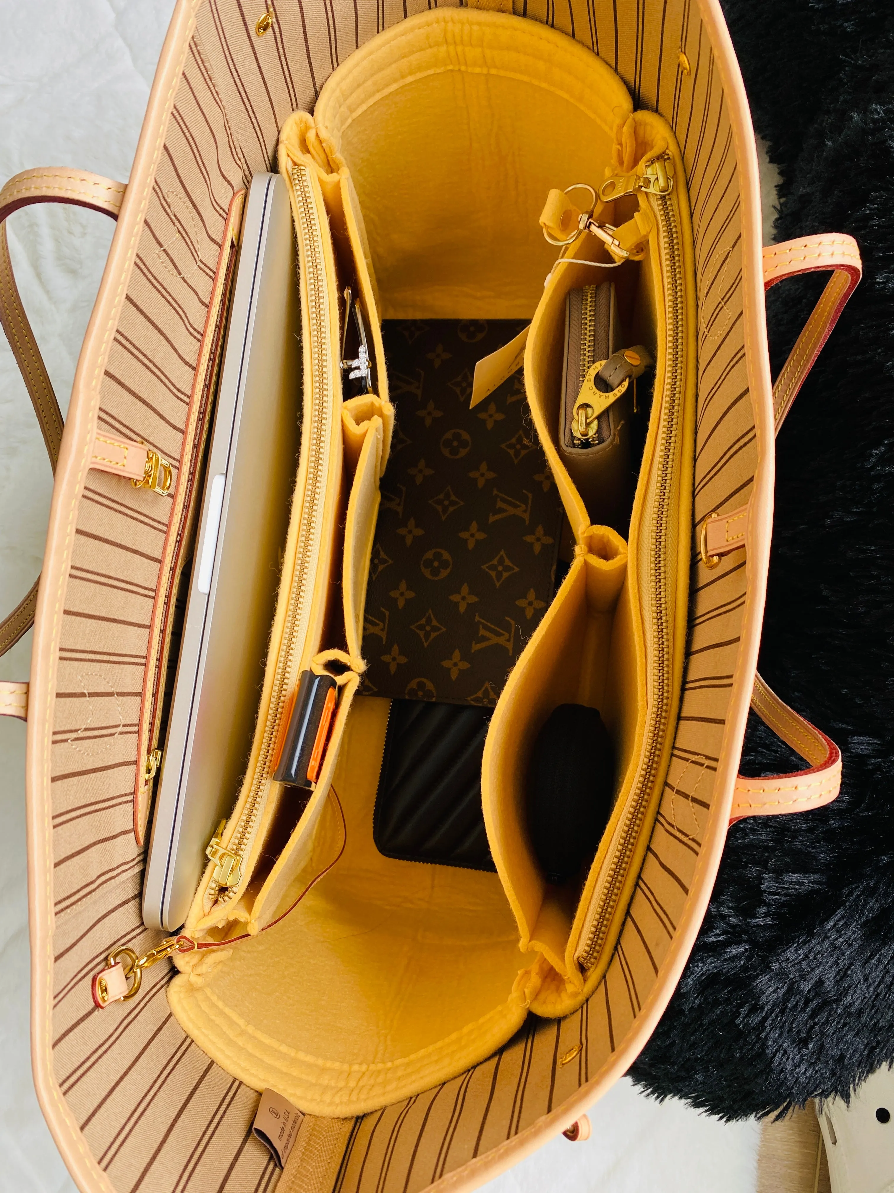 NEW! LV Neverfull NF GM Purse Organizer with Zippers, Only @AlgorithmBags® for Louis Vuitton, 3mm Felt