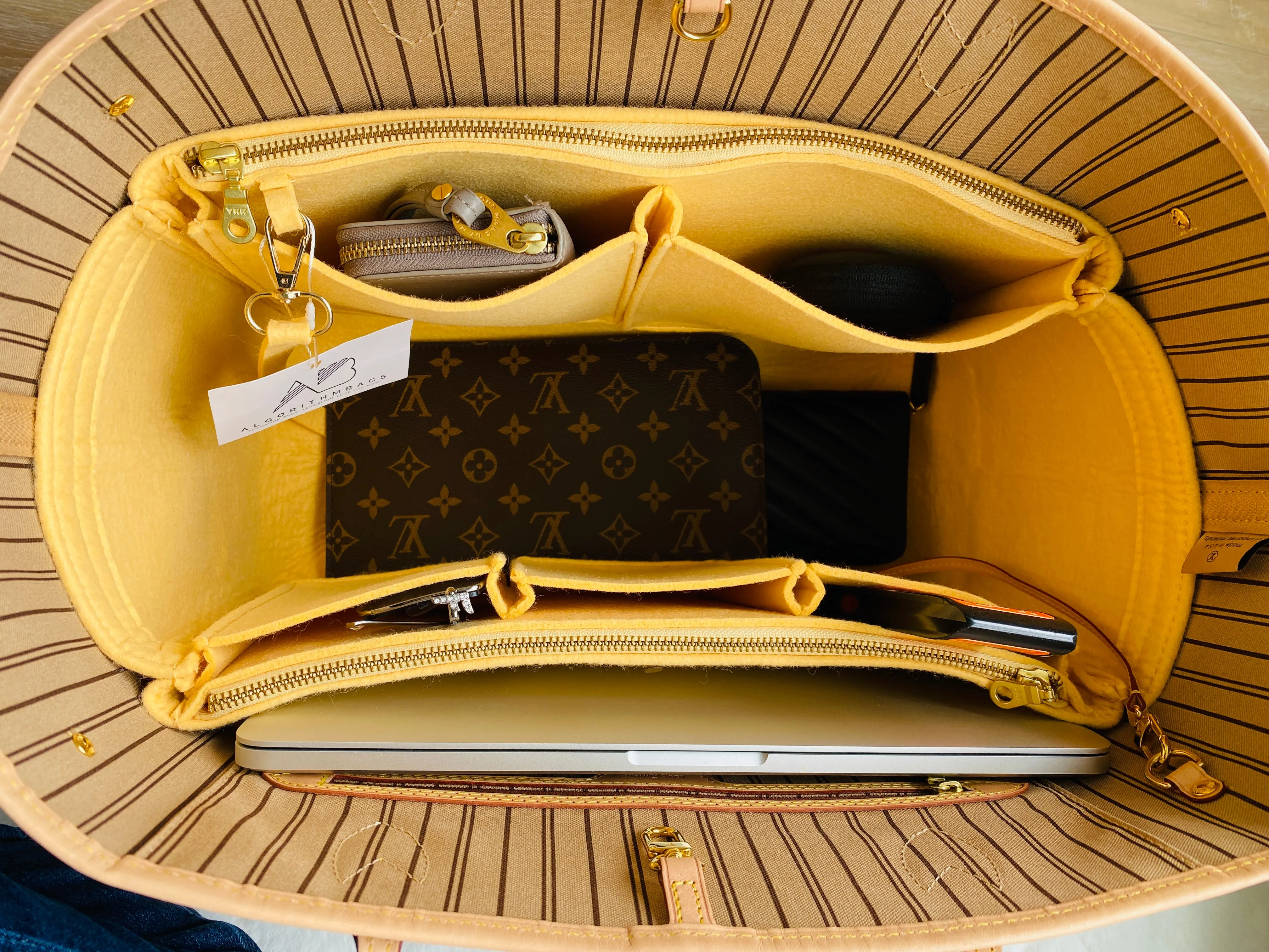 NEW! LV Neverfull NF GM Purse Organizer with Zippers, Only @AlgorithmBags® for Louis Vuitton, 3mm Felt