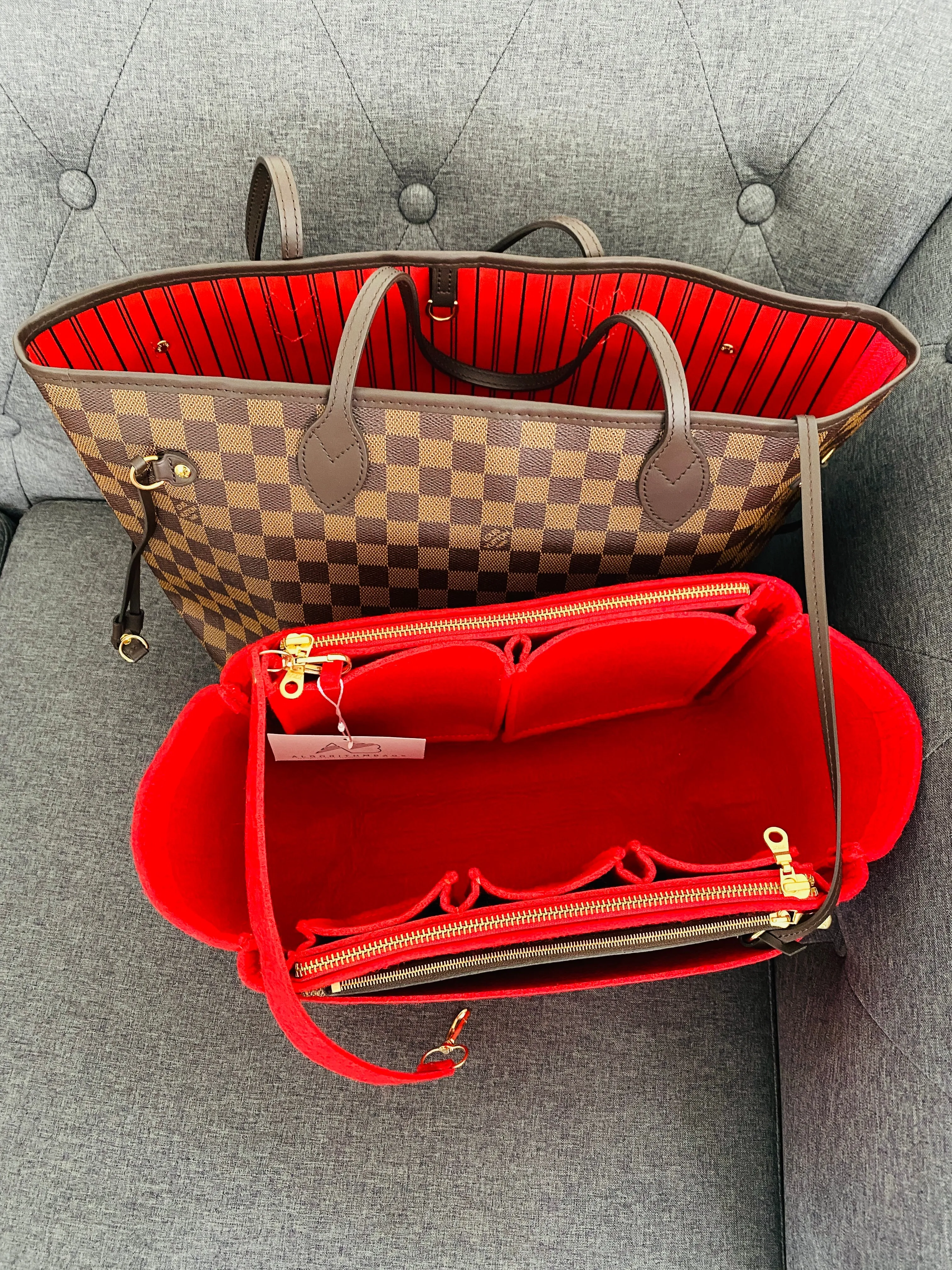 NEW! LV Neverfull NF GM Purse Organizer with Zippers, Only @AlgorithmBags® for Louis Vuitton, 3mm Felt