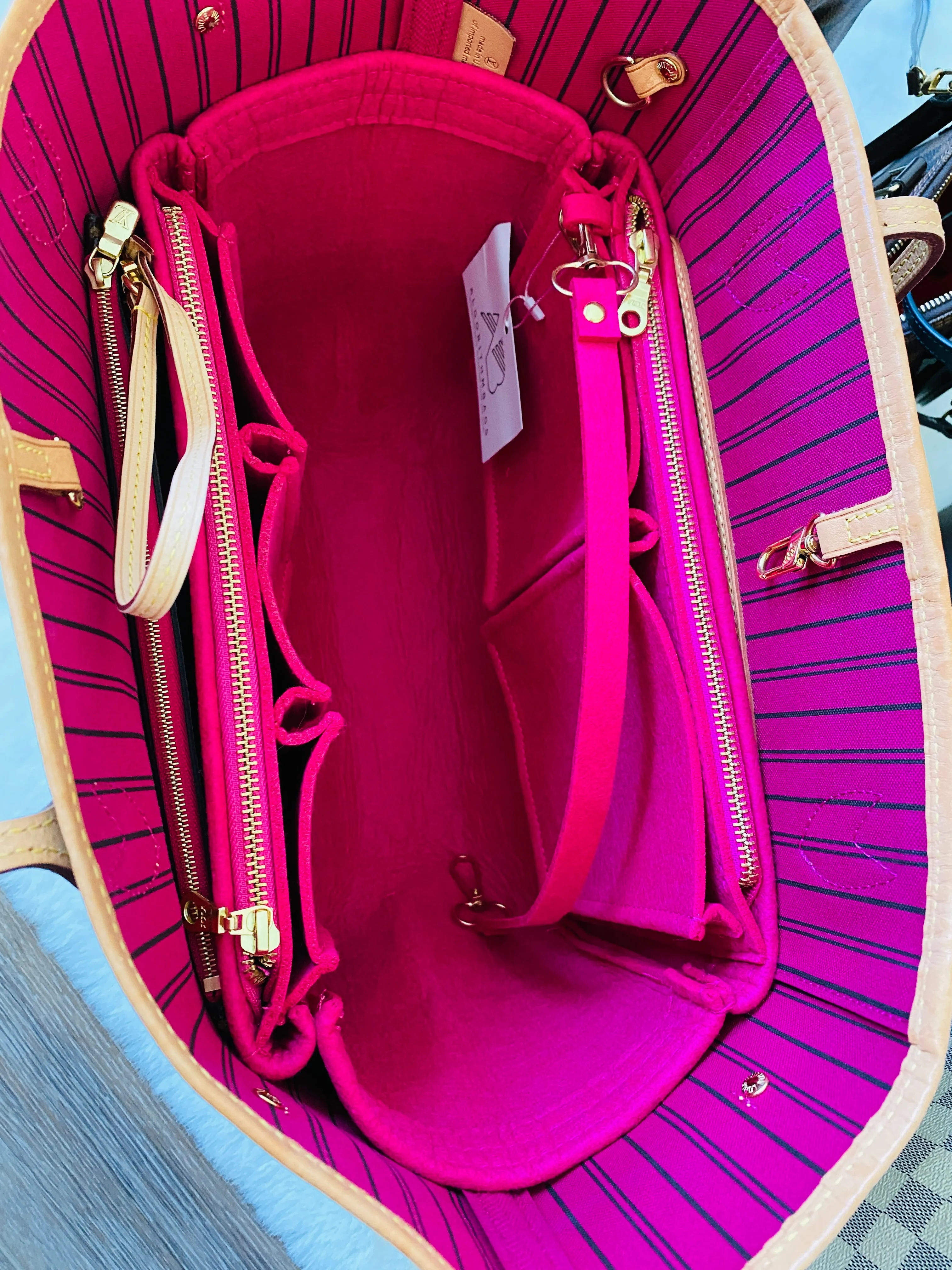 NEW! LV Neverfull NF GM Purse Organizer with Zippers, Only @AlgorithmBags® for Louis Vuitton, 3mm Felt