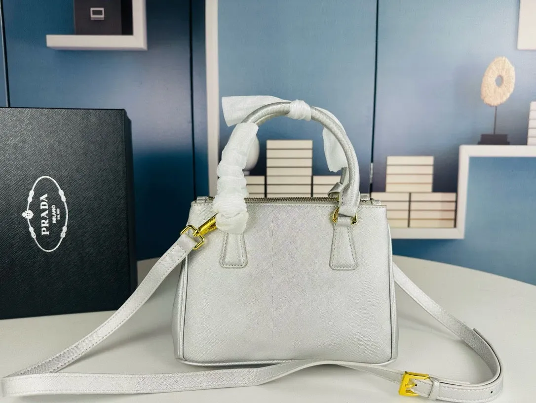 P Galleria small Saffiano patent leather bag
