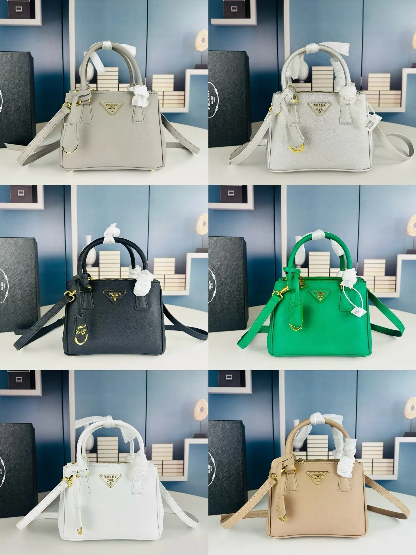 P Galleria small Saffiano patent leather bag