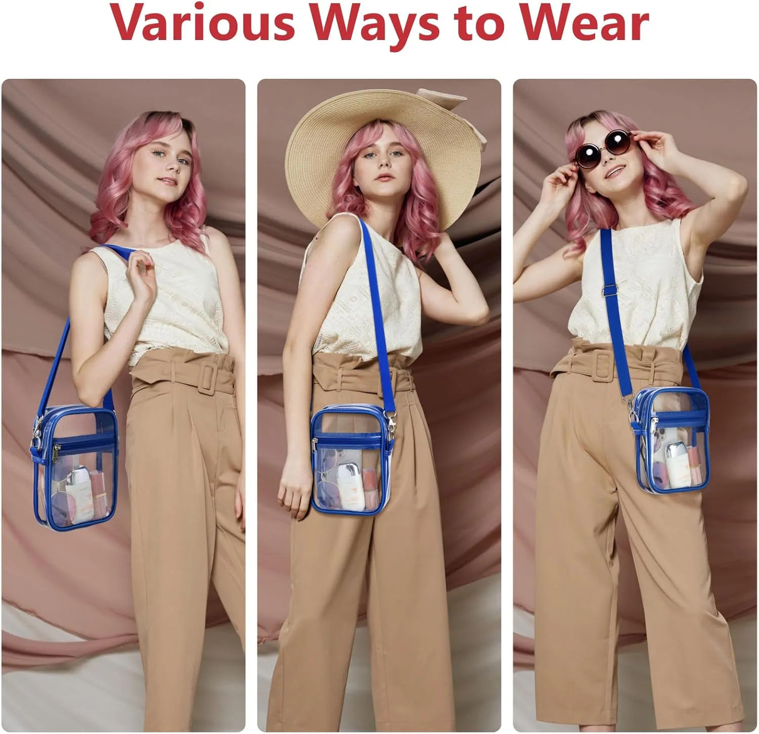 PACKISM Clear Bag for Stadium Events - Clear Purses for Women Stadium Crossbody Messenger Bag for Concerts Sporting Events